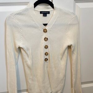 Something Navy Ivory Button-Front Cardigan